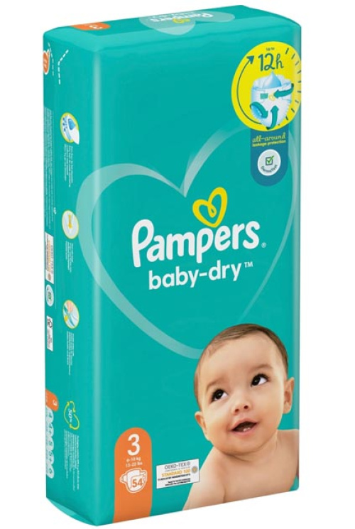 Памперсы Pampers Baby-Dry размер 3, 6-10 кг, 54 шт 