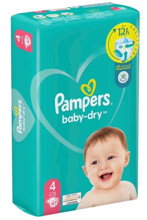 Памперсы Pampers Baby-Dry размер 4, 9-14 кг, 47 шт 
