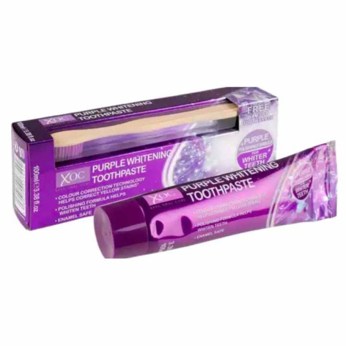 XOC Purple Whitening Зубная паста 100 мл + бамбуковая щетка  