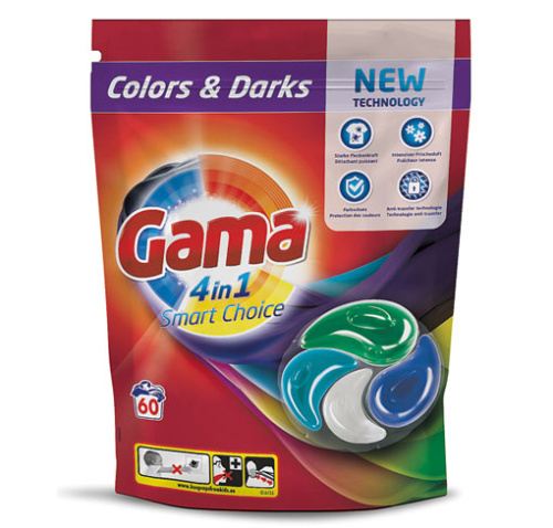 Gama 4in1 Colors & Darks Капсулы для стирки 60шт. 