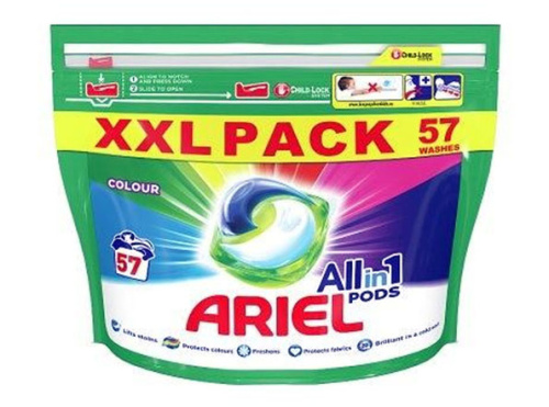 Ariel Pods 3 в 1 подушечки для стирки цветного белья 57 штук