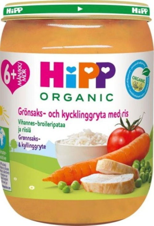 Hipp Organic Овощное рагу с курицей и рисом, от 6 мес. 190гр 