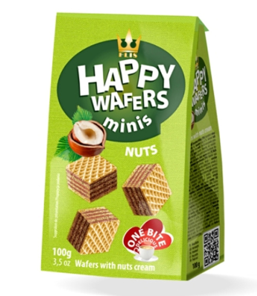 Happy Wafers Мини-вафли с начинкой орех 100 г