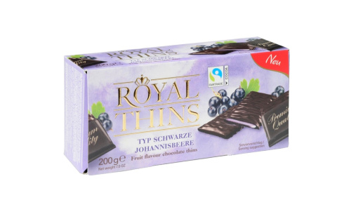 Royal Thins шоколадные конфеты с черной смородиной 200г