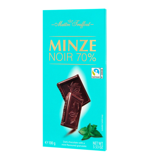 Maitre Truffout Темный шоколад 70% со вкусом мяты 100гр.