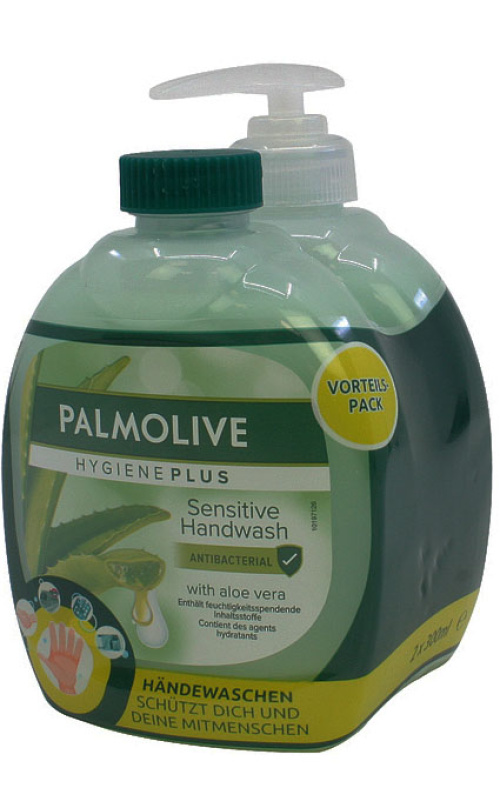 Palmolive Жидкое мыло для чувствительной кожи с экстрактом алоэ вера 2х300мл, 96% веганское