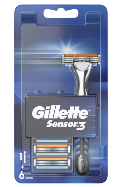 Gillette Sensor3 Бритва + 6 лезвий для бритья