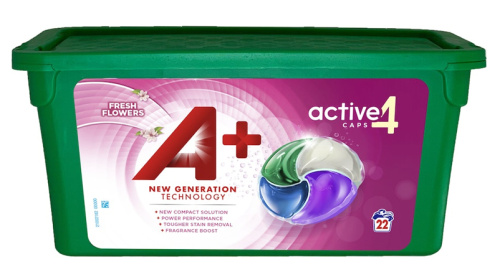 A+ Active4 Fresh Flower 22 жидкие таблетки для стирки белья