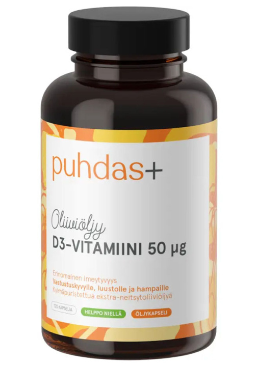 Puhdas+ Витамин D3+ Оливковое масло 50 мкг 120 капс. 