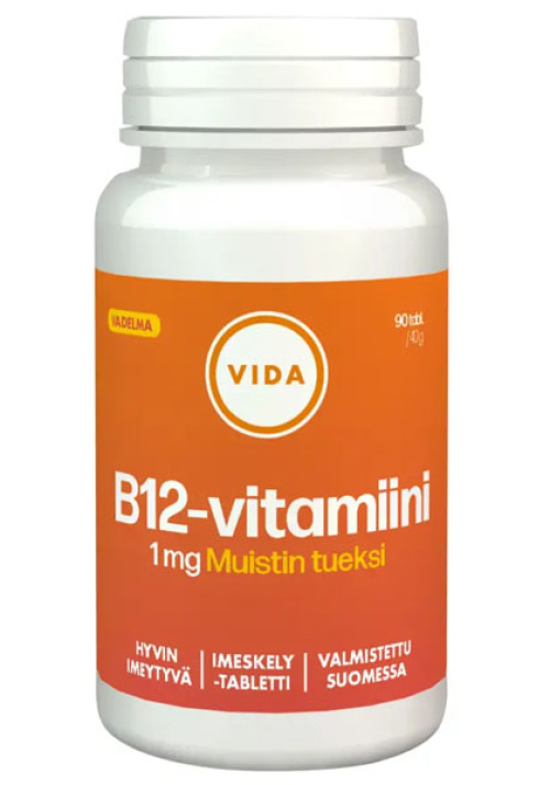 Vida Витамин B12 1мг малина 90 шт 