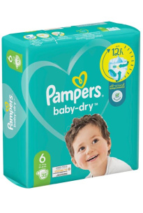 &#1055;&#1072;&#1084;&#1087;&#1077;&#1088;&#1089;&#1099; Pampers Baby-Dry &#1088;&#1072;&#1079;&#1084;&#1077;&#1088; 6, 13-18 &#1082;&#1075;, 35 &#1096;&#1090;&#160;
