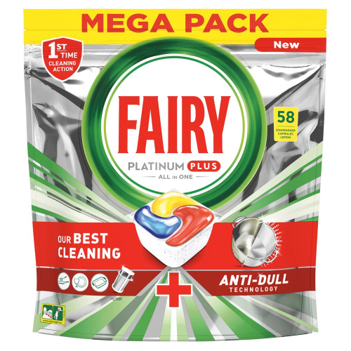 Fairy Platinum все в 1 Plus Таблетки для посудомоечной машины 58 шт