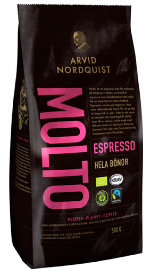 ARVID NORDQUIST Espresso Molto Fair Trade органический кофе в зернах 500 г 