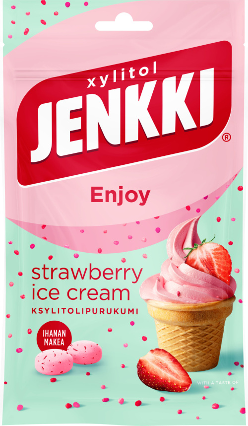Jenkki Жевательная резинка клубничное мороженое 70г