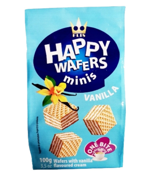 Happy Wafers Мини-вафли с начинкой ваниль 100 г