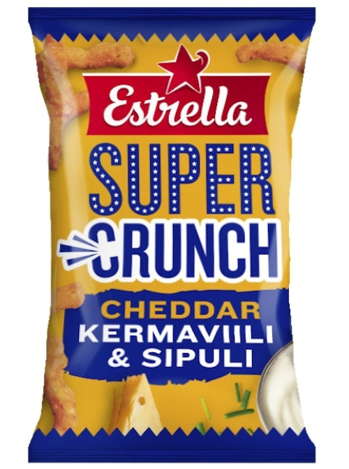 Estrella Super Crunch Чеддер, Лук и Сметана 175г 