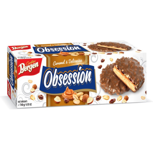 Bergen Obsession Печенье с карамелью и орехом 140 г