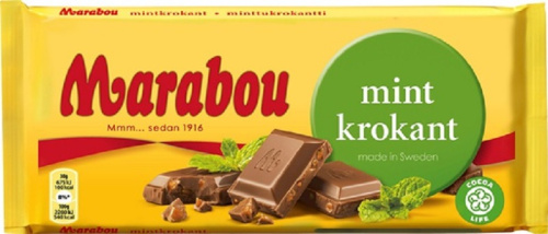 Marabou Mint Krokant Молочный шоколад карамель и мята 200г