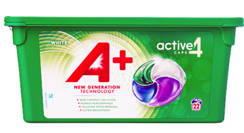 A+ Active4 White 22 жидкие таблетки для стирки белого белья