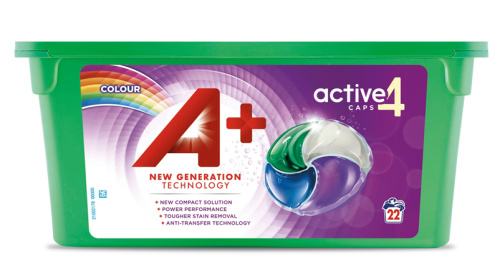 A+ Active4 Color 22шт жидкие таблетки для стирки цветного белья