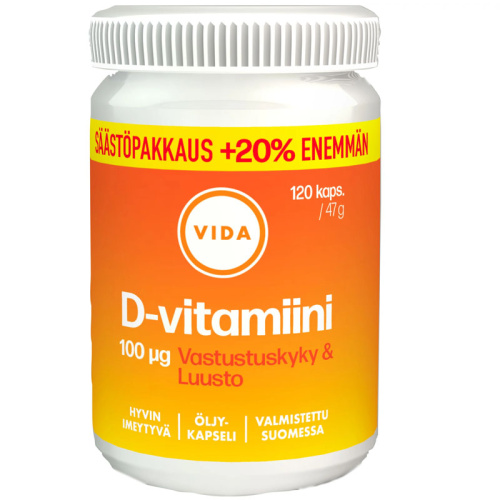 Vida Витамин D 100 мкг 100+20 капсул пищевая добавка