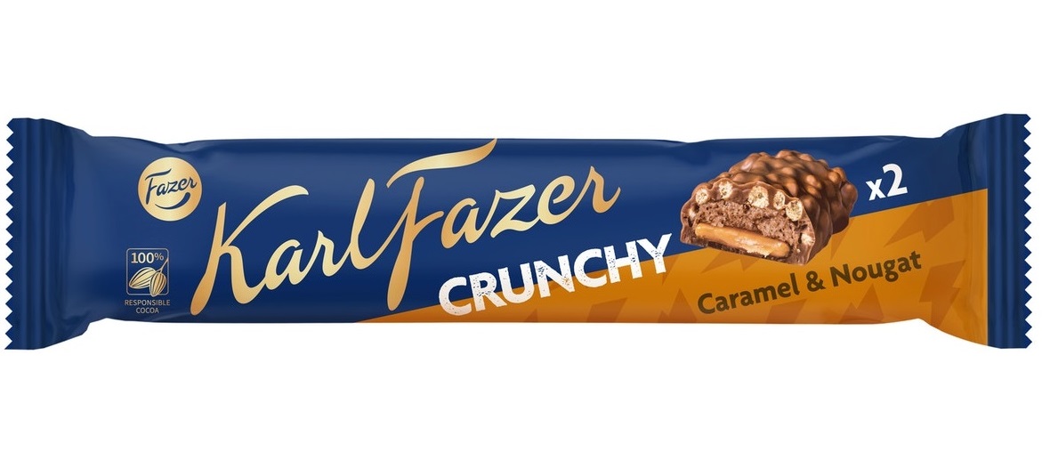 Fazer Crunchy Хрустящий шоколадный батончик c карамелью и нугой 55 г