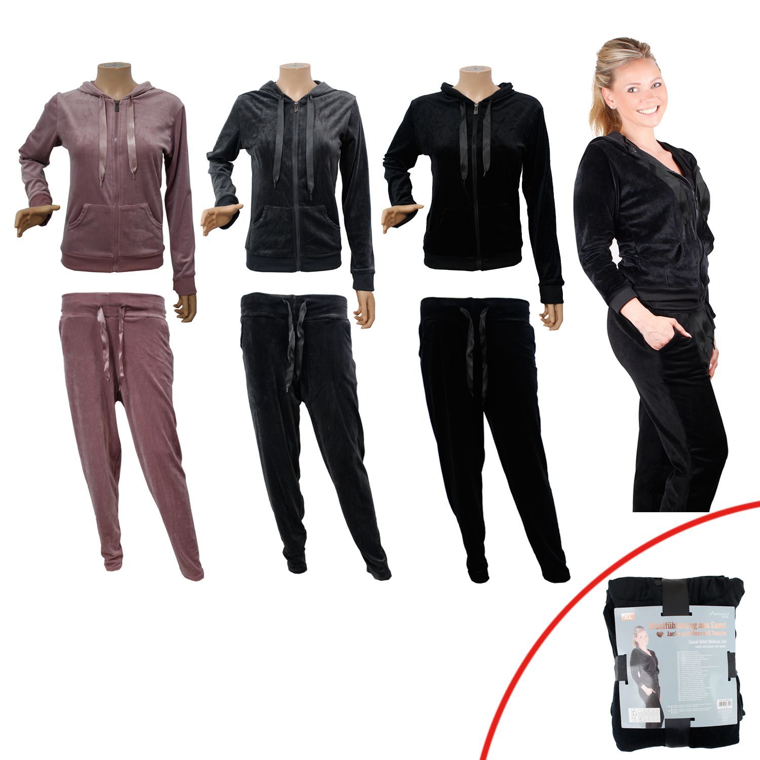 Домашний вельветовый костюм, размеры S-XL, цвета - серый/розовый 