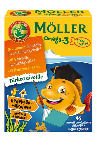 Möller Омега 3 жевательные витамины рыбки со вкусом мультифрут 45 шт